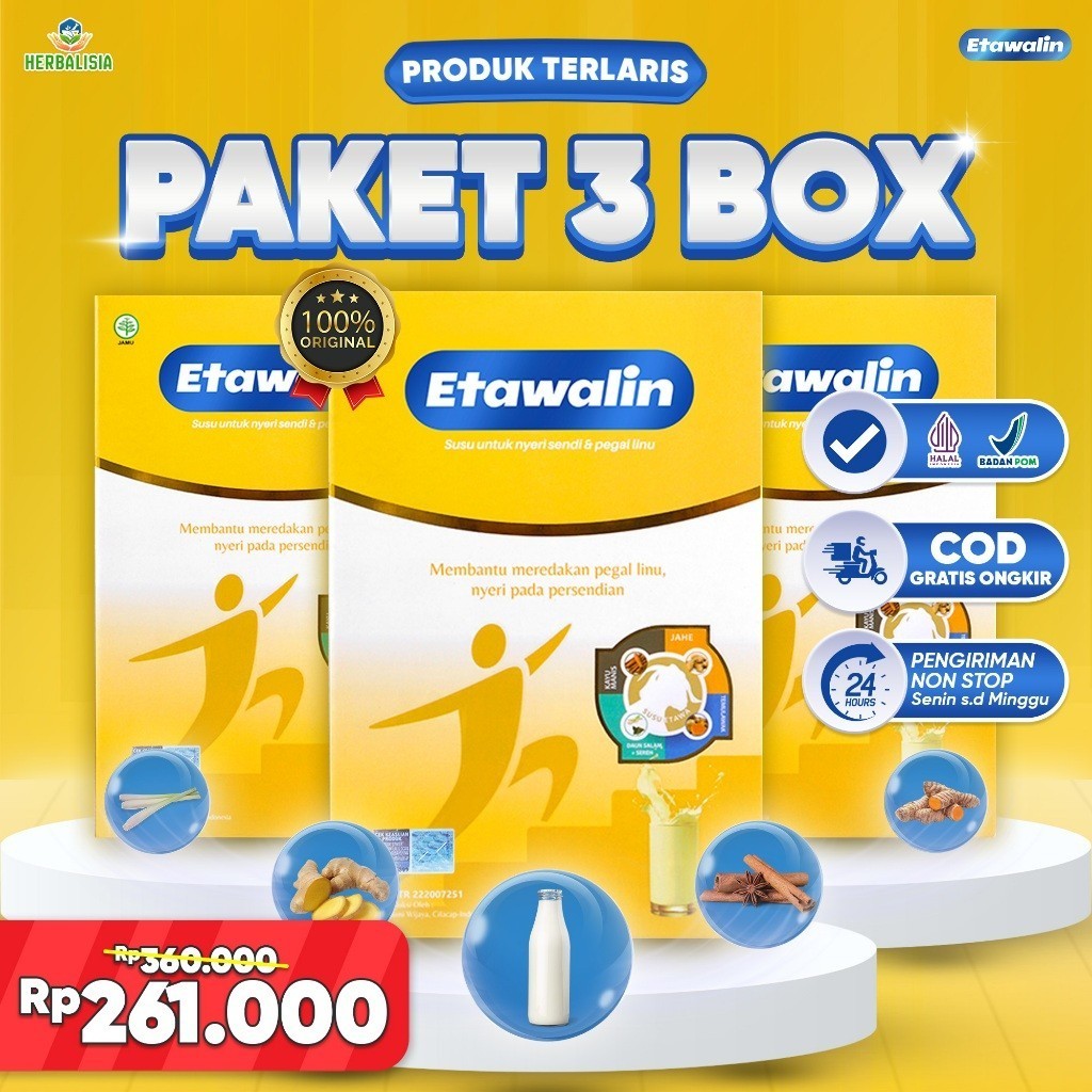 

Etawalin 3 Box - Susu Kambing Etawalin Asli Original 100% Atasi Nyeri Sendi dan Tulang