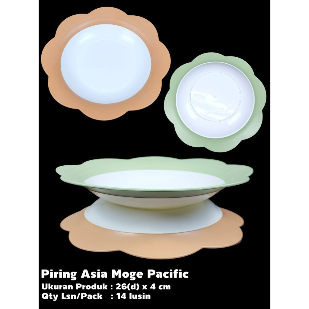 (6/12 pcs) PIRING ASIA MOGE PCF/PIRING CANTIK/PIRING PLASTIK/PIRING MAKAN/PIRING MAKAN BULAT PLASTIK