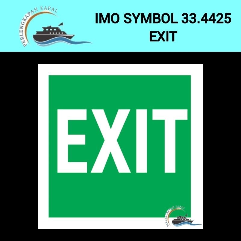 

IMO Symbol 33.4425 EXIT Fluorescent 15x15cm / Stiker IMO 334425 EXIT