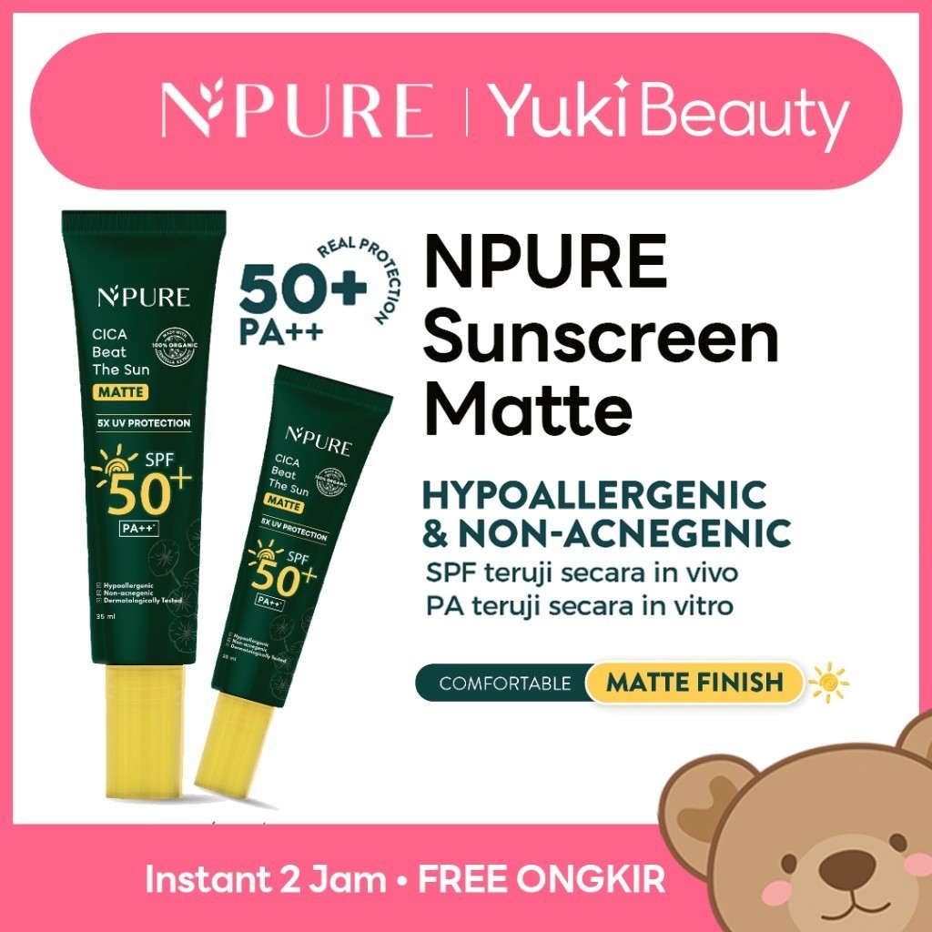 YUKI Manado • NPURE Sunscreen LENGKAP Physical Noni Cica Beat The Sun Matte Glow Powder Spray