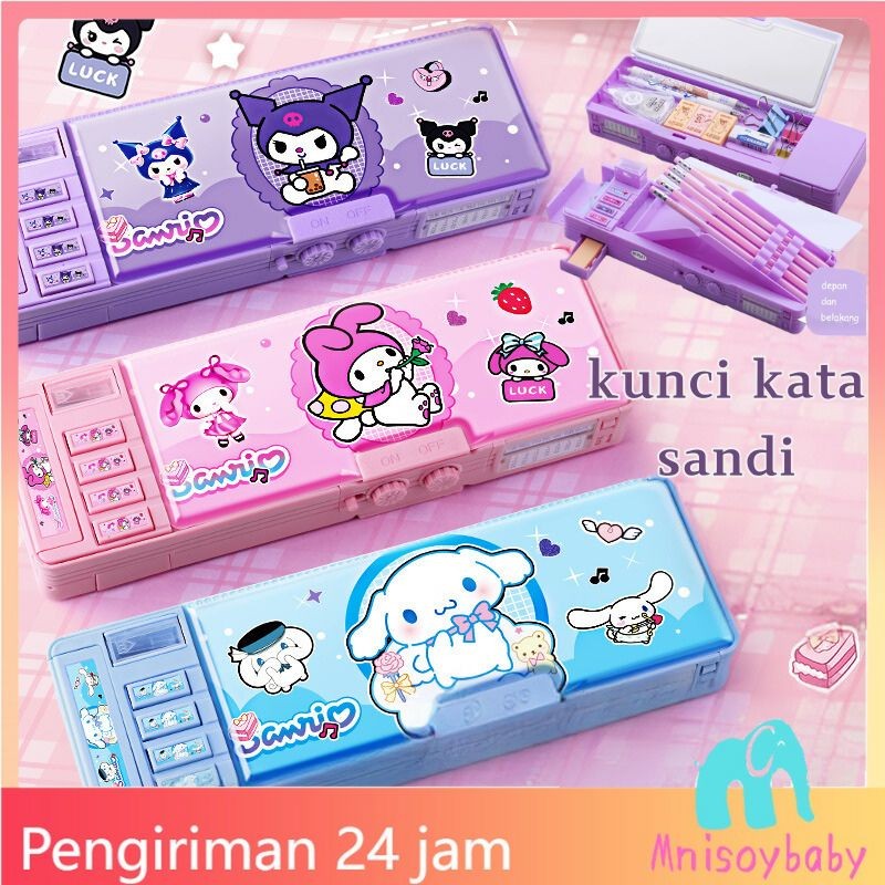 

【Penjual Lokal】Kotak Alat Tulis Sanrio Dua sisi +Pena yang bisa dihapus / Multifungsi Tahan Air Pola Kartun Melody Kuromi dengan Rautan Pensil Kotak Pensil Password Lapis Ganda Berkapasitas Besar Hadiah Siswa Kotak Pensil Lucu