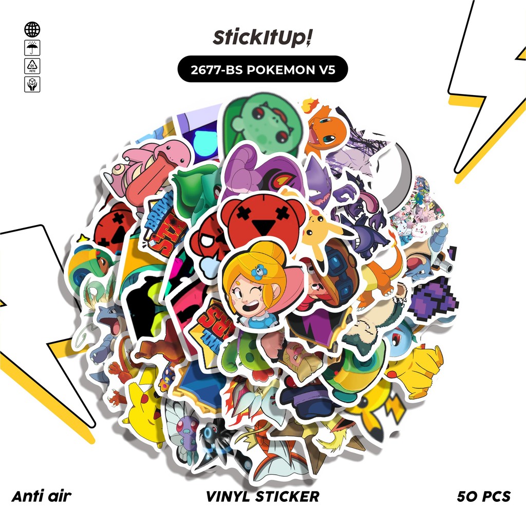 

COD✨ 50 Pcs Stiker BS POKEMON V5 Lucu Anti Air Untuk Dekorasi Notebook Sepeda Skateboard Handphone DIY