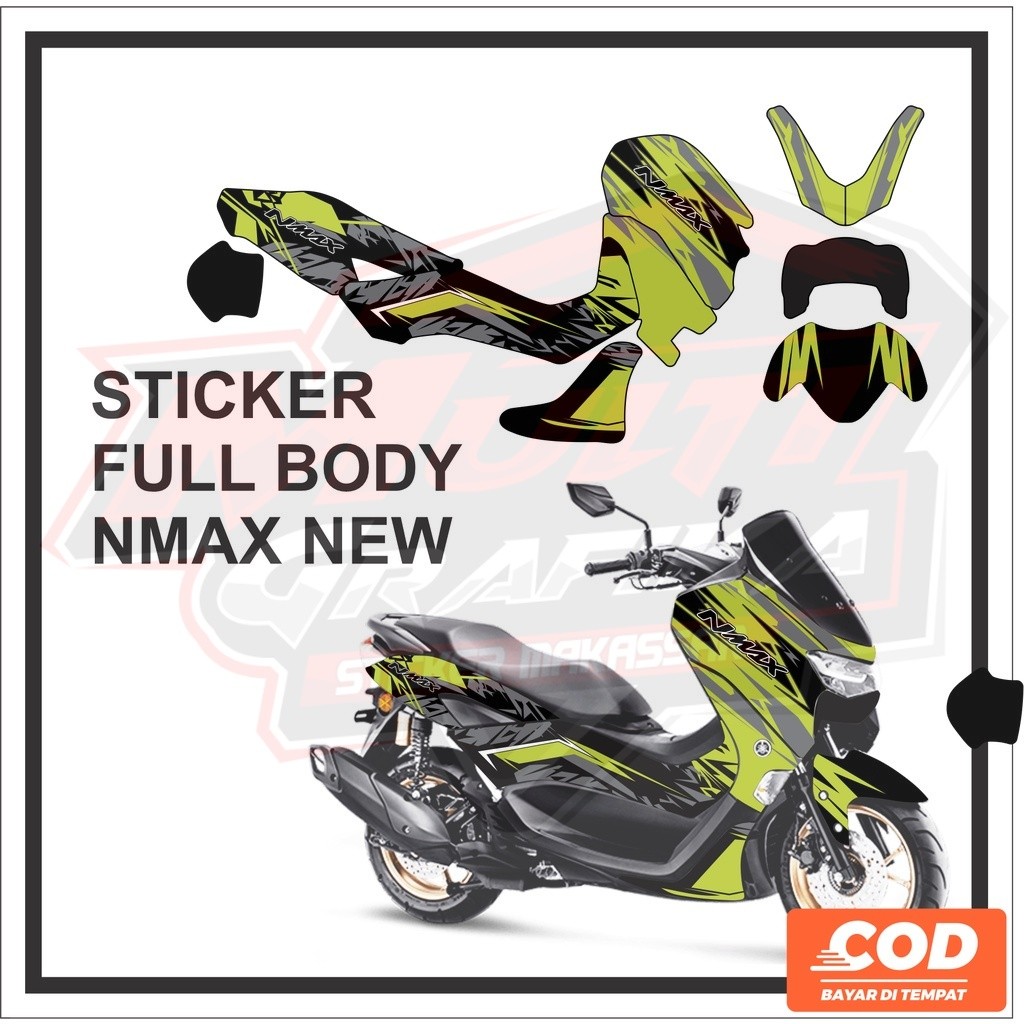 Stiker Decal NMAX 2022 2021 NEW Sticker Striping Motor NMAX Full Body Baru Motif Garis HitamHijau
