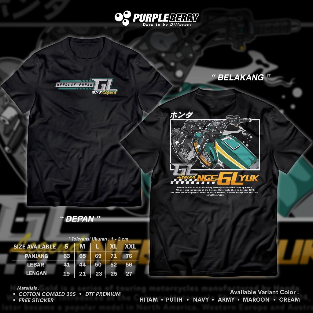 Kaos Honda GL Max Menolak Punah Klasik Legend - Baju Distro Motor Tua Racing Honda Gank Herex | PURP