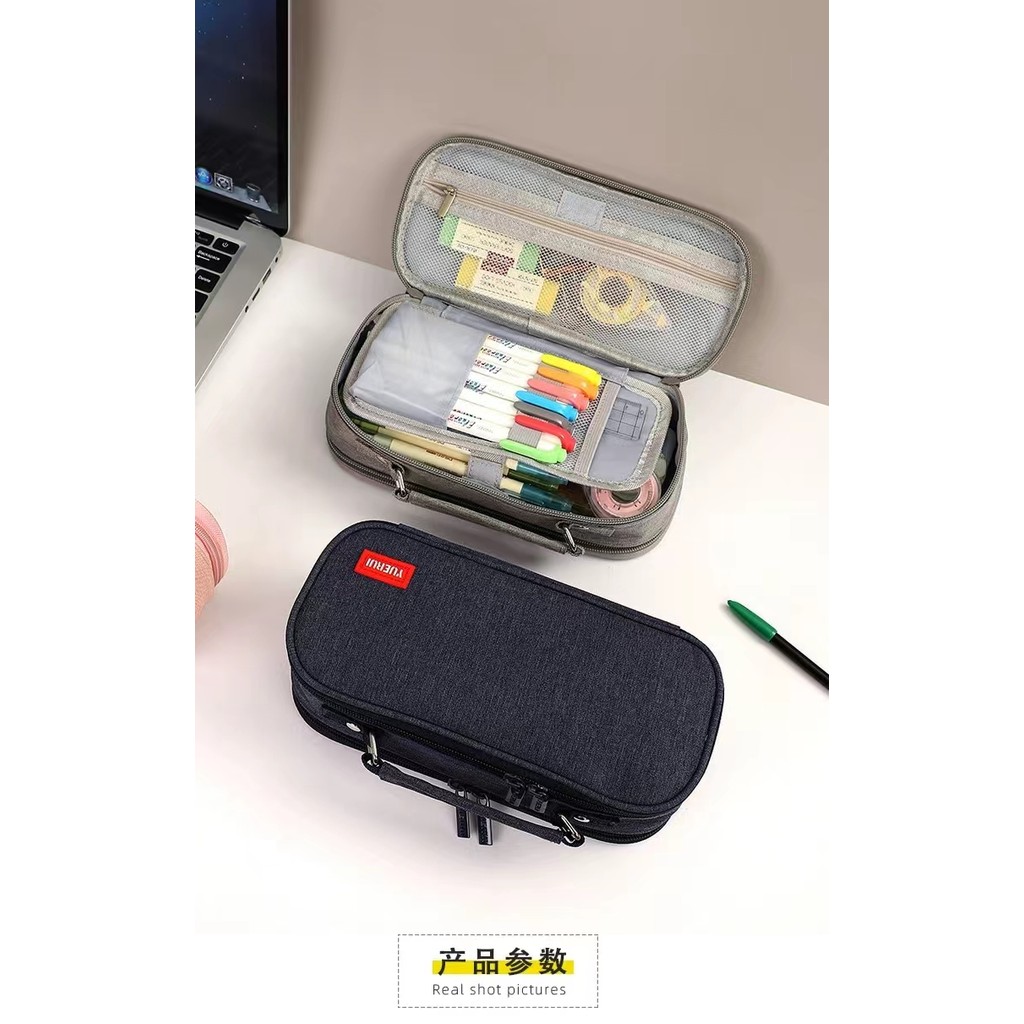 

Thickening Large Capacity Pencil Aesthetic Stationery Pouch for School Pouch for Girls Boys 5 Compartments Canvas Pencil Pouch