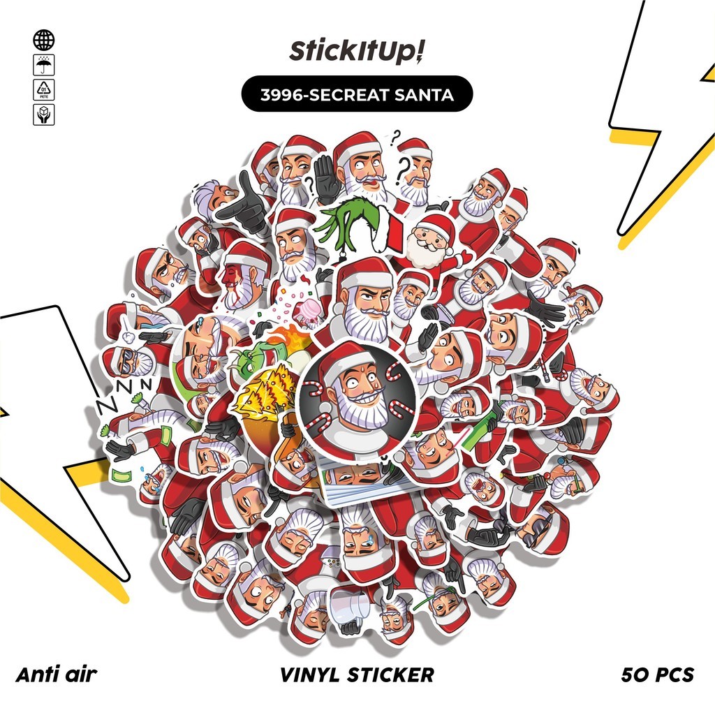 

COD✨ 50 Pcs Stiker SECREAT SANTA Lucu Anti Air Untuk Dekorasi Notebook Sepeda Skateboard Handphone DIY