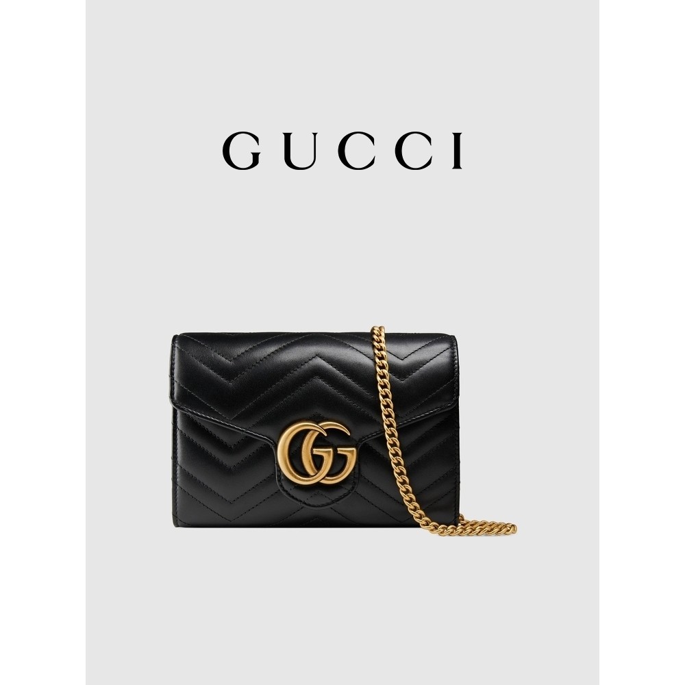 GUCCI GG Marmont Series Women's Quilted Mini Chain Handbag Wallet Shoulder Bag