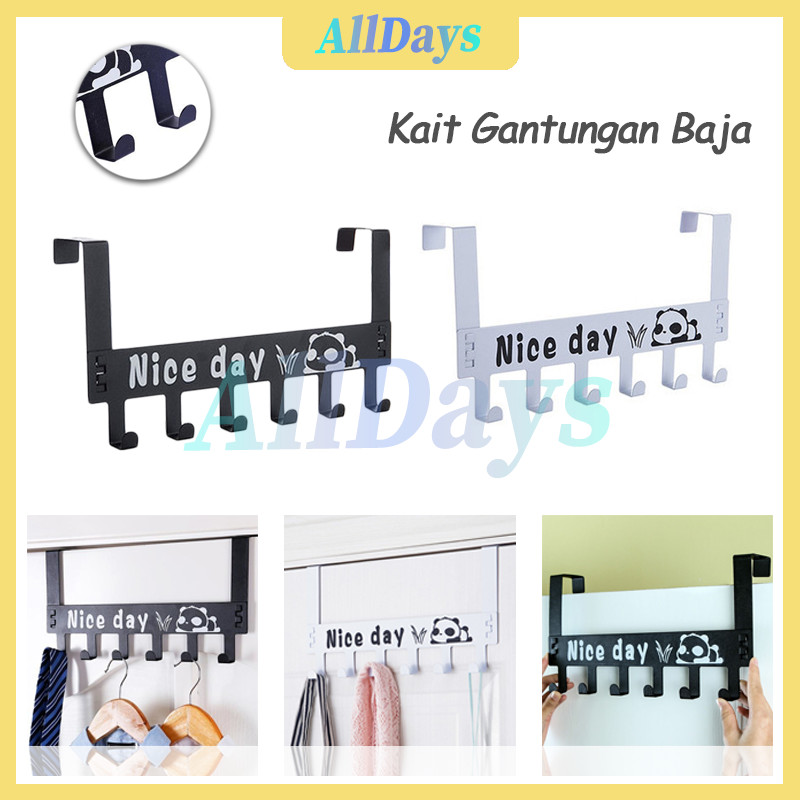 Gantungan Baju Hook Nice Day / Gantungan Baju Tempel Pintu-Hitam /Belakang Pintu Kait / Gantungan Ba
