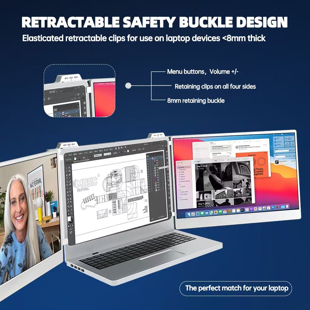 Triple monitor portable triple bulk Icd monitors one cable connection  1920*1080 Extender Display On