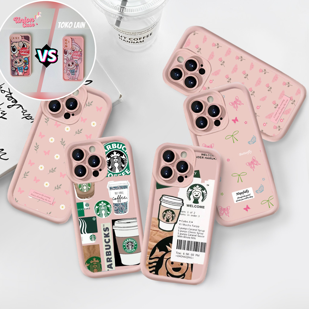 Soft Case Warna  Merah Muda Starbuck Untuk Samsung A05s A13 A15 A03s A04 A05 A12 A23 A32 A04s A14 A5