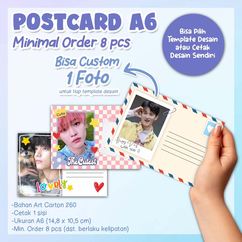 

POSTCARD A6 - TEMPLATE DESAIN ESTETIK KPOP & BISA CUSTOM - MINIMAL ORDER 8 PCS