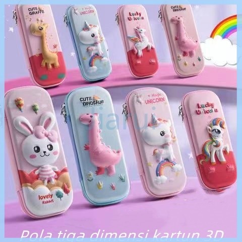 

Jiarui Kotak pensil pola kartun 3D/tempat pensil aesthetic