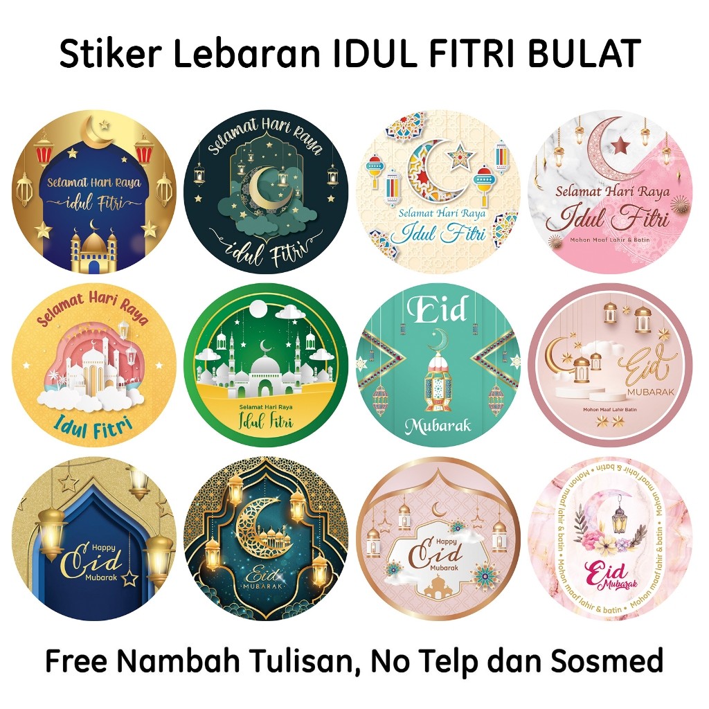

135 PCS Stiker Lebaran Idul Fitri Bulat