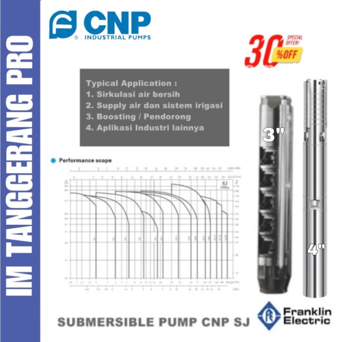 Pompa Submersible CNP SJ.17 . 10 Motor Franklin 5.5Kw 7.5Hp 3Phase