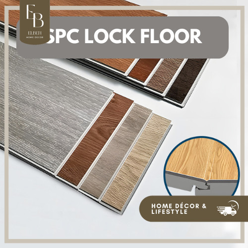 Lantai SPC Motif Kayu Sistem Click Anti Rayap / Lantai SPC 5mm / Spc Flooring Click