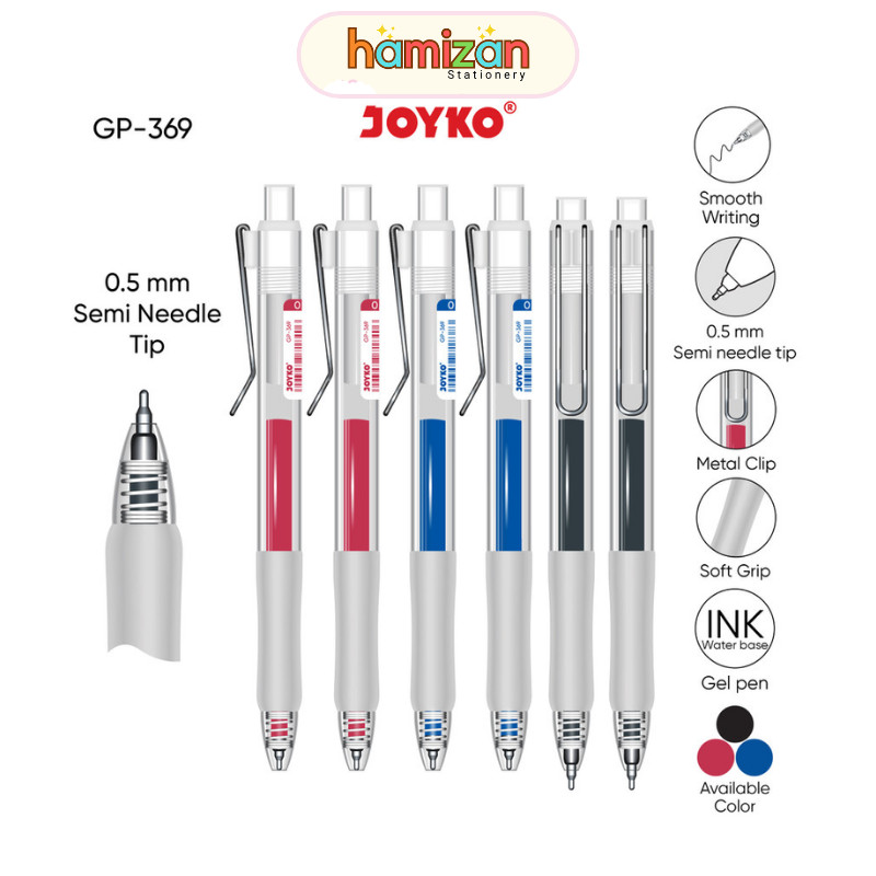 

( 1 pcs ) Pulpen Metaru Gel Retractable tinta Warna Hitam Joyko / Gelpen Color Cetrek GPC-369 / Gel Pen Pulpen Pena Joyko GP-369 Metaru Gel 0.5 mm Bolpen jel Color GP-369 0.5mm Soft Grip Joyko ( tersedia harga lusin ) Murah Berkualitas