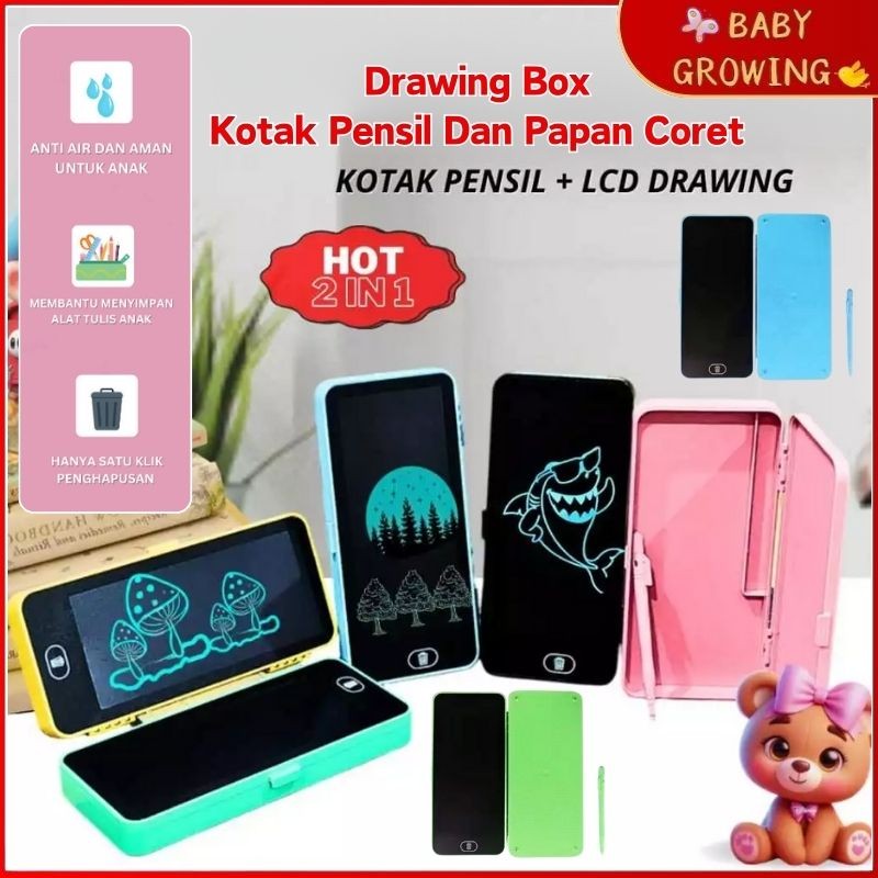 

Kotak Pensil 2 in 1 Lcd Pen Case Drawing Pad Tempat Pencil Anak / Drawing Box Kotak Pensil Dan Papan Coret Kreatif Anak Dengan Digital Pad Edukasi