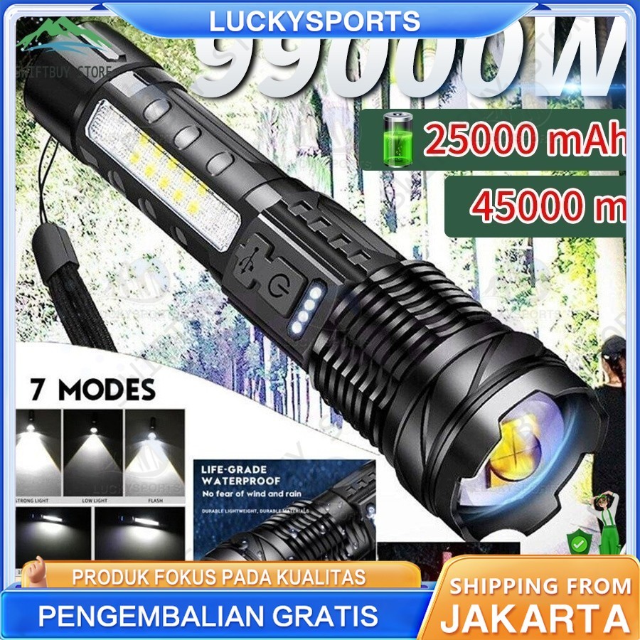 Senter Swat Police Terbaik / zoom 7 mode cahaya senter/Senter Led Rechargeable /Senter led a76 jarak