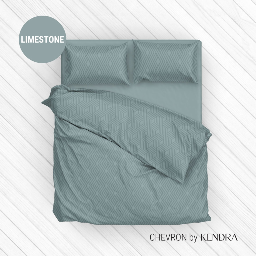 KENDRA Embossed CHEVRON Sprei Set / Bedcover Set Limestone