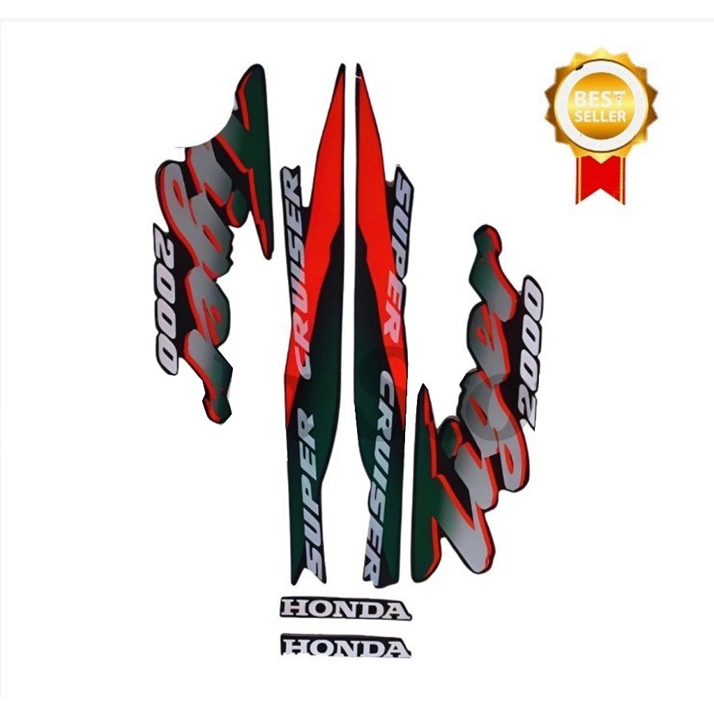 Striping Sticker Tiger 2000 Hijau Merah Motor Stiker Sticker Striping Standart Ori Tiger 2000