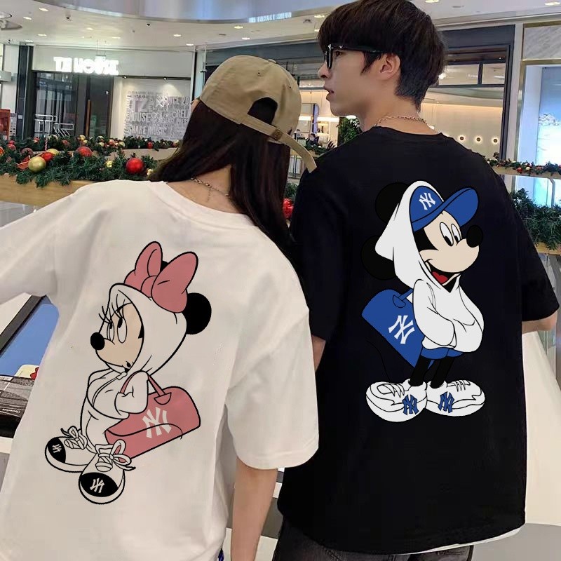 Kartun NY Mickey & Minnie baju kaos pria T-shirt wanita t shirt pria couple pasangan oversize couple