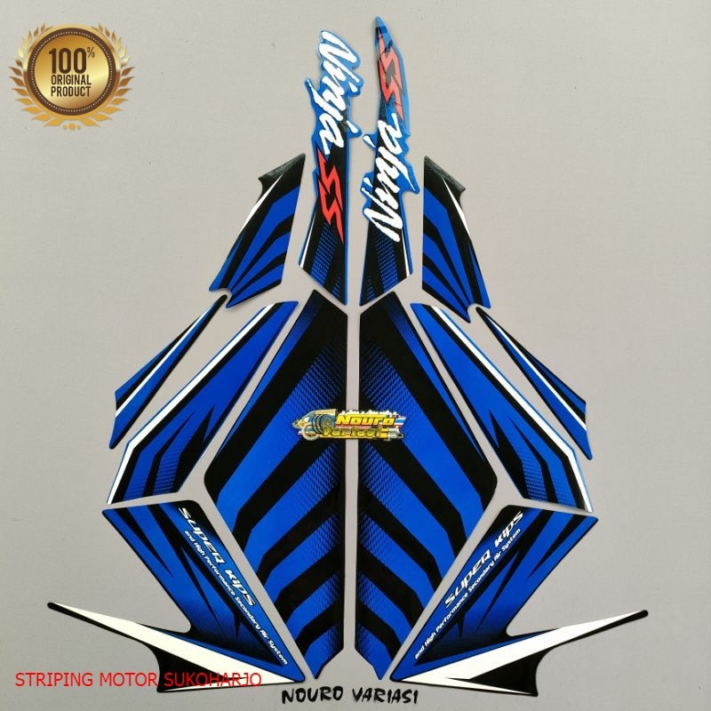 (ORI) striping kawasaki ninja ss 2014 2015 biru list body standar Kualitas original
