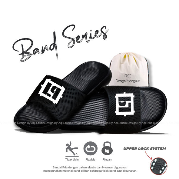 DoIB  - Sandal Selop Pria Hitam Polos Empuk Karet Sendal Selop Pria