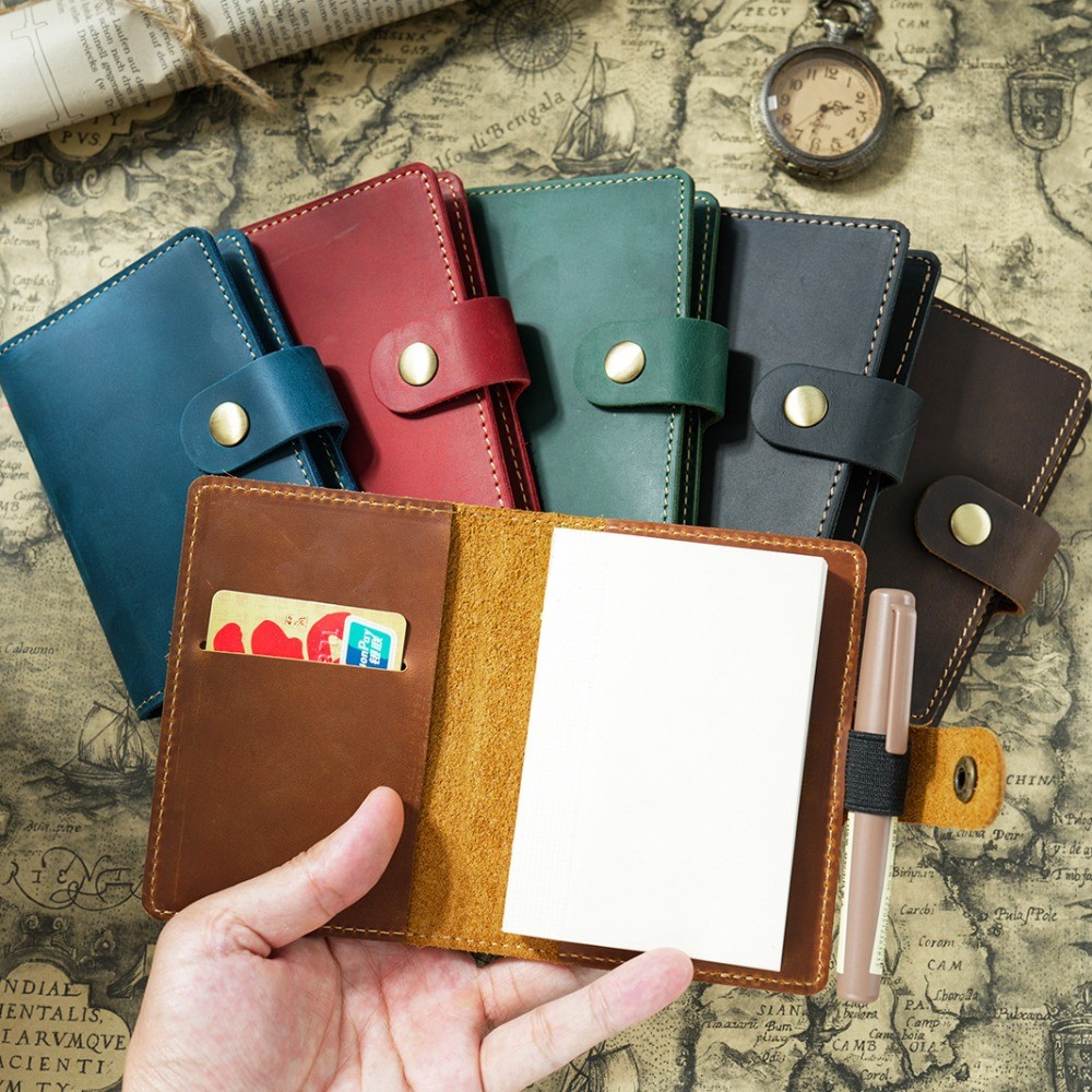 

Fromthenon Leather Loose Leaf Mini Pocket Travelers Notebook Planner Loose Leaf Journal Notebooks Stationery Supplies