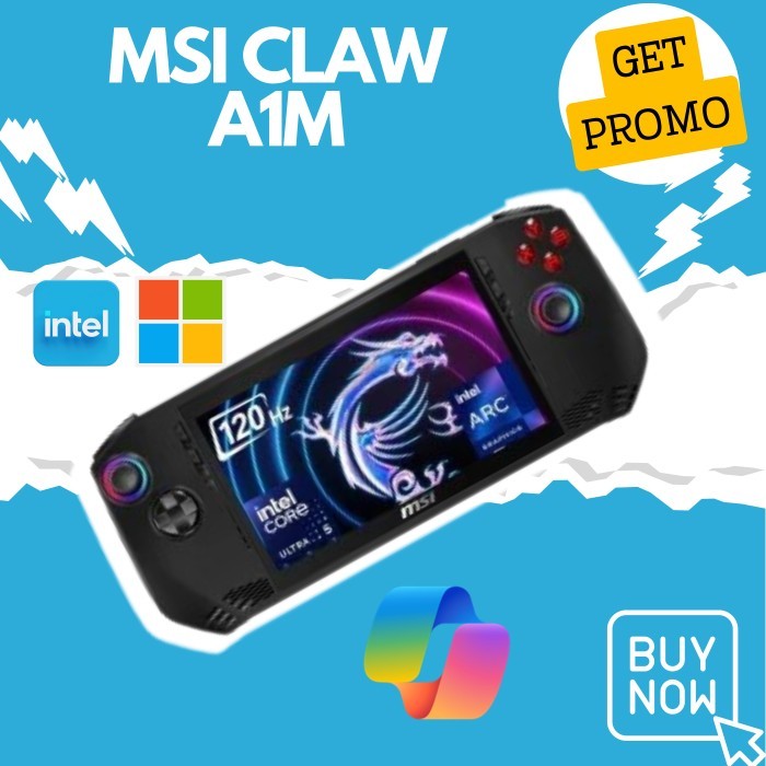 MSI Claw A1M Gaming Console Core Ultra Intel XeSS 120Hz 53WHr RGB Light - ULT 5 16/512