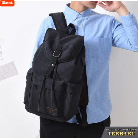 tas ransel pria murah berkualitas Tas Ransel Pria Backpack Canvas Retro Vintage Tas LapTop Kanvas 12
