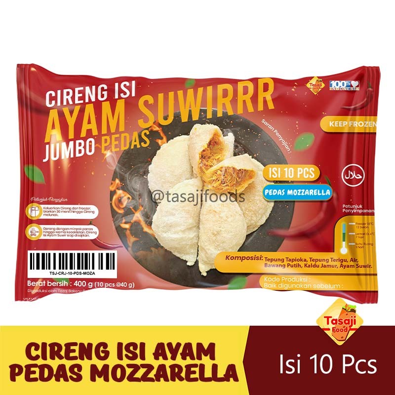 

Cireng Isi Ayam Suwir Jumbo Isi 10 pcs - Pedas Mozzarella