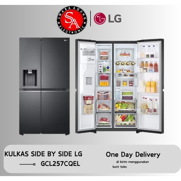 Kulkas Side By Side 674 Liter LG With Dispenser & Ice Maker Type : GC-257CQEL- Inverter ( MEDAN )