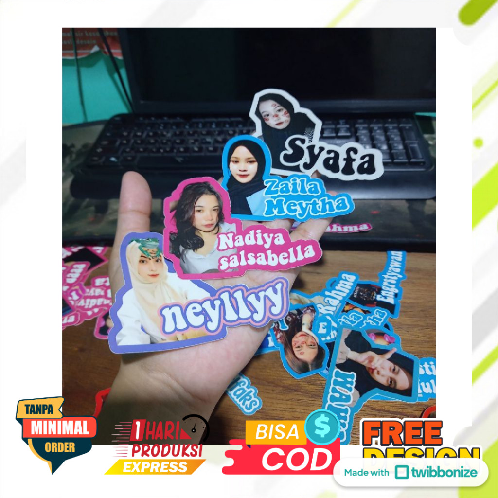 

STIKER CUSTOM FOTO dan Tulisan Nama - Cetak Photo Stiker Waterproof