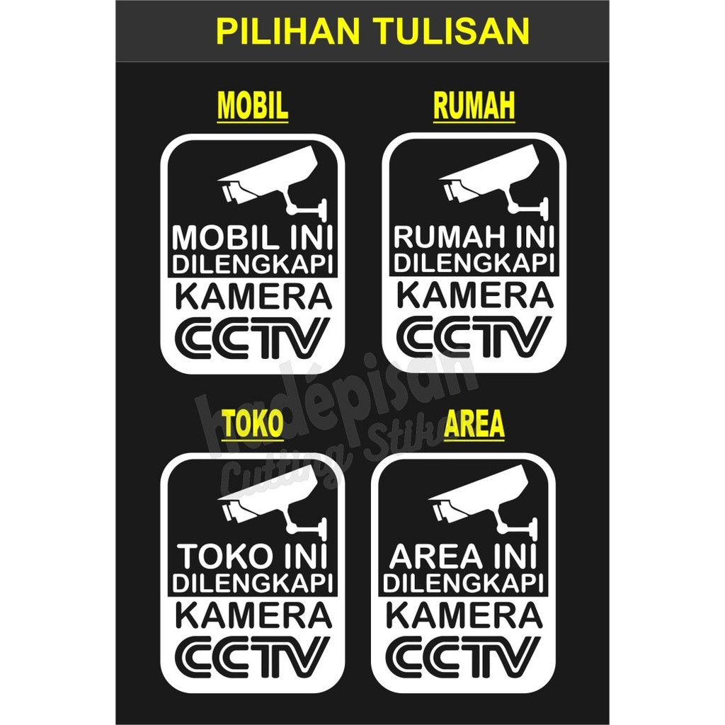 STIKER CUTTING STICKER MOBIL TOKO RUMAH - CCTV [1 SET= 4 STIKER] BAHAN HIGH QUALITY WATERPROOF