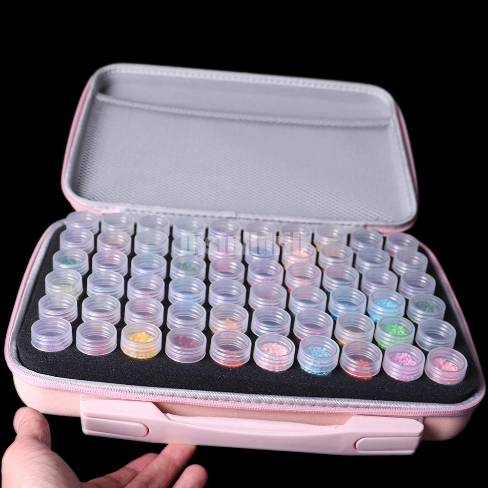 5D DIY Diamond Painting Storage Container Zipper Bag With 60 Bottles Beads Storage Box Organizer Dia