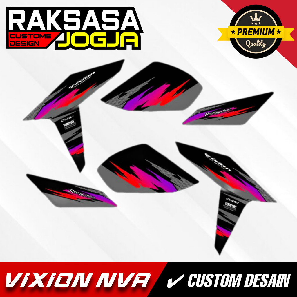 Striping Vixion New Nva Nvl Old Custome Hitam Biru Putih Merah Vinil Max Decal Hologram 4