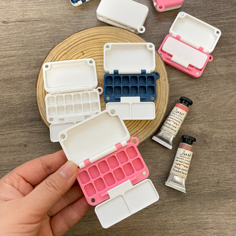 

Mini Portable Watercolor Palette Empty Foldable 12-Gate Paint Box Student Travel Painting Sketch Paint Plate Art Supplies