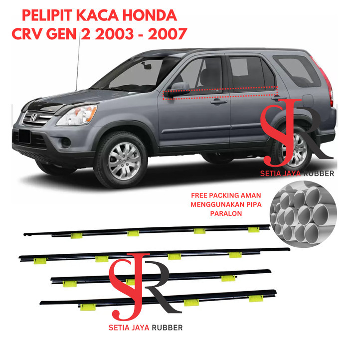Karet Pelipit Kaca Bagian Luar Mobil Honda CRV GEN 2 2003 2004 2005 2006 2007 - Depan Kiri BARU