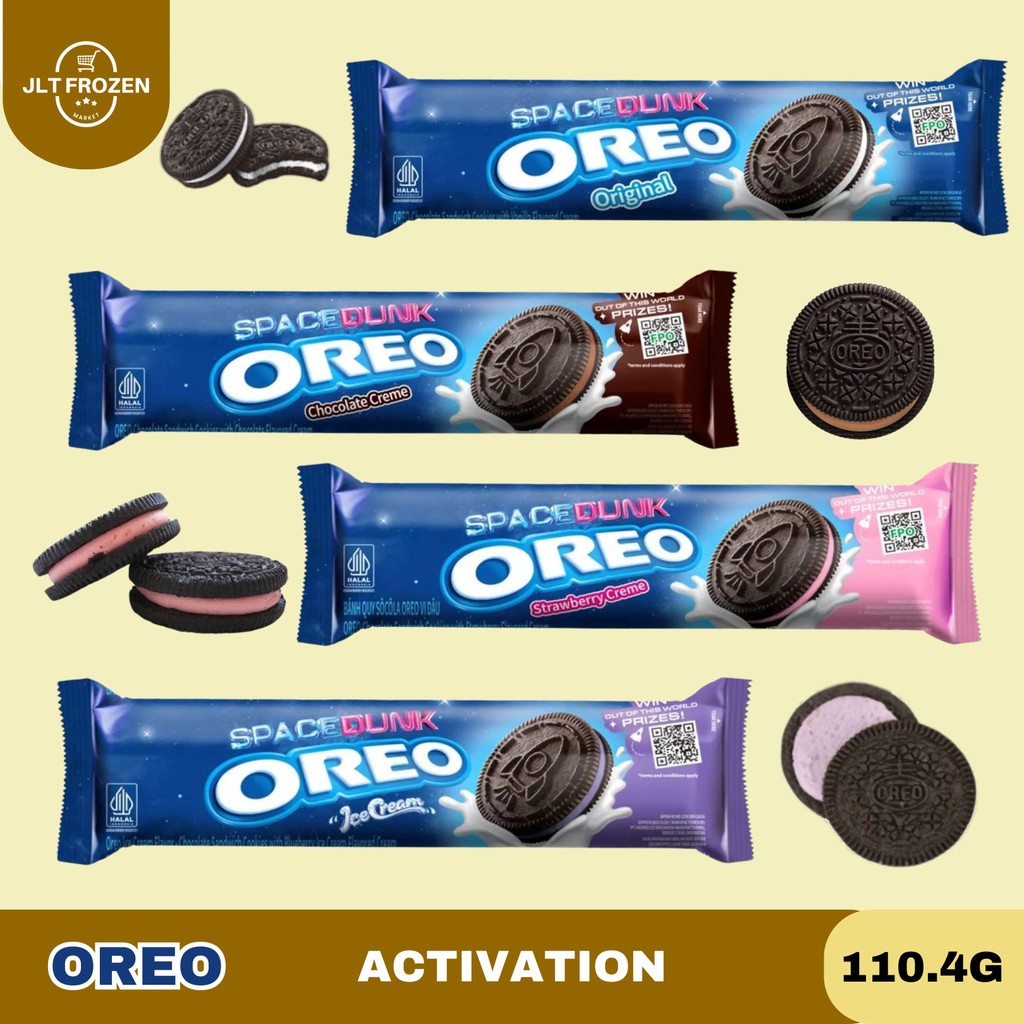 

Oreo Activation / Biskuit / Biscuit Space Dunk / Cemilan / Snack rasa Vanilla / Chocolate / Straweberry / Ice Cream Berry Kemasan 110,4g