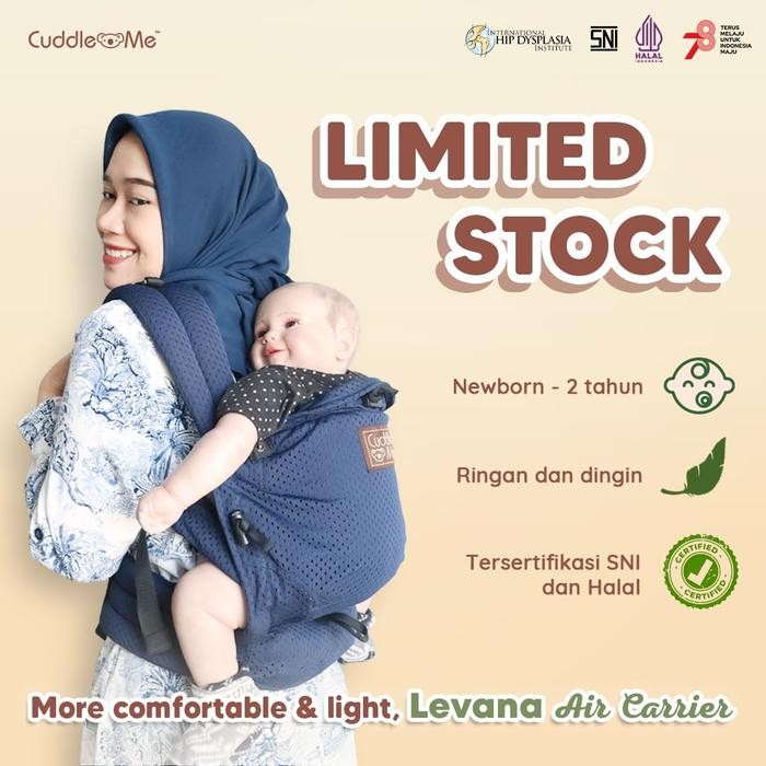 LARIS -CuddleMe Levana Air Carrier Gendongan SSC Bayi M-shape SNI Ergonomis Empuk - Solid Black