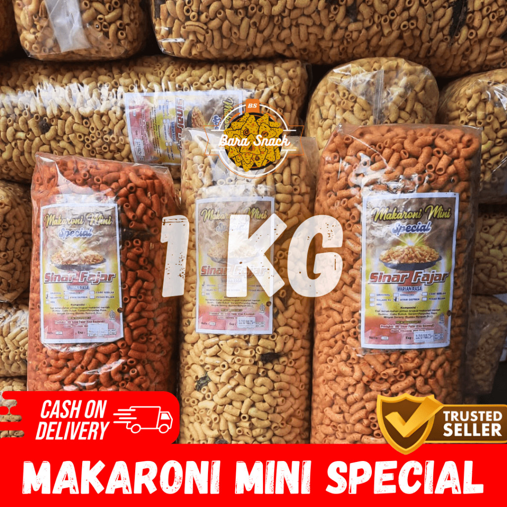 

[ 1KG ] Makaroni Mini Spesial Cap Sinar Fajar / Kerupuk Makroni Premium / Camilan Snack Kiloan Murah