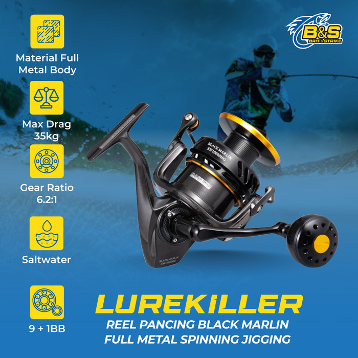 Lurekiller Reel Pancing BLACK MARLIN Full Metal Spinning Jigging RP024 - SW5000XG