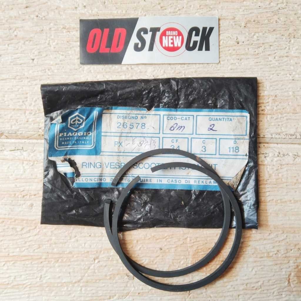 SET RING PISTON RING SEHER 1M 8M MADE IN PIAGO MADE IN ITALY ORIGINAL VESPA PX/COD