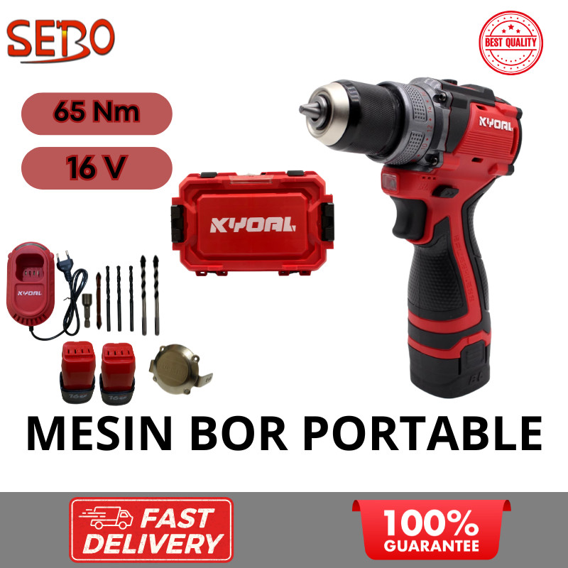 KYOAL Mesin Bor Charge Impact 2Baterai Cordless Drill Mesin Bor Cas 16volt Multifungsi - KY-1601 MJN