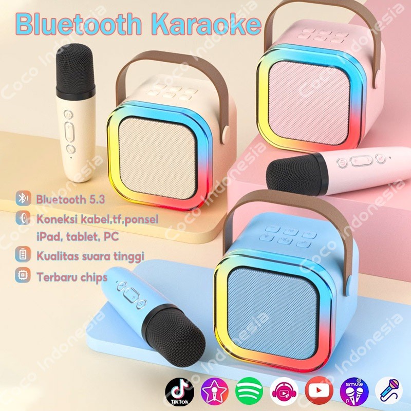 K12 Bluetooth Mini Speaker Karaoke Speaker Portable with MIC Musik Box Set Spiker Mini MP3 Player Fu