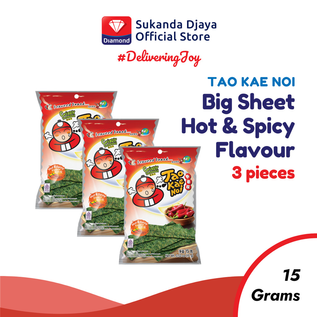 

Tao Kae Noi Crispy Seaweed Hot & Spicy Flavour 15 Gr [ISI 3 PCS]