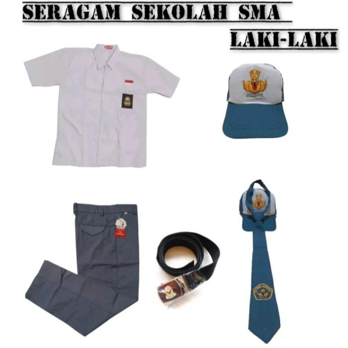 seragam sekolah SMA  putih abu | seragam sekolah sma baju pendek laki laki | baju sma putih abu Sete