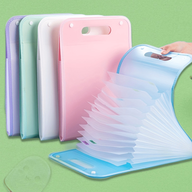 

1 A4 Macaron vertical binding file bag Student test paper storage bag 13 cell portable organ bag, office school supplies