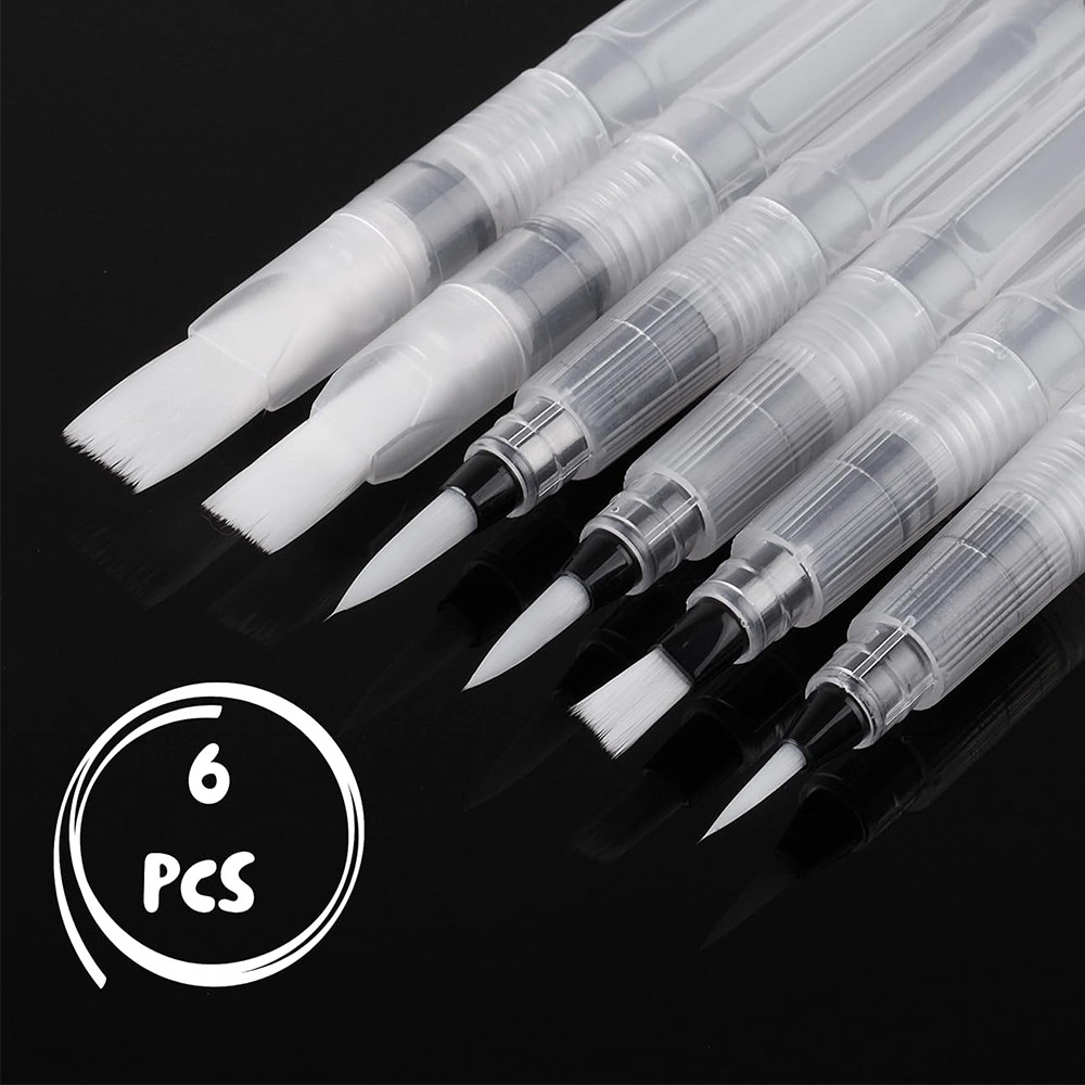 

Watercolor Brush Pens, 6 pcs, Water Brush Pens for Watercolor, Water Color Pen, Watercolor Paint Pens, Refillable Watercolor