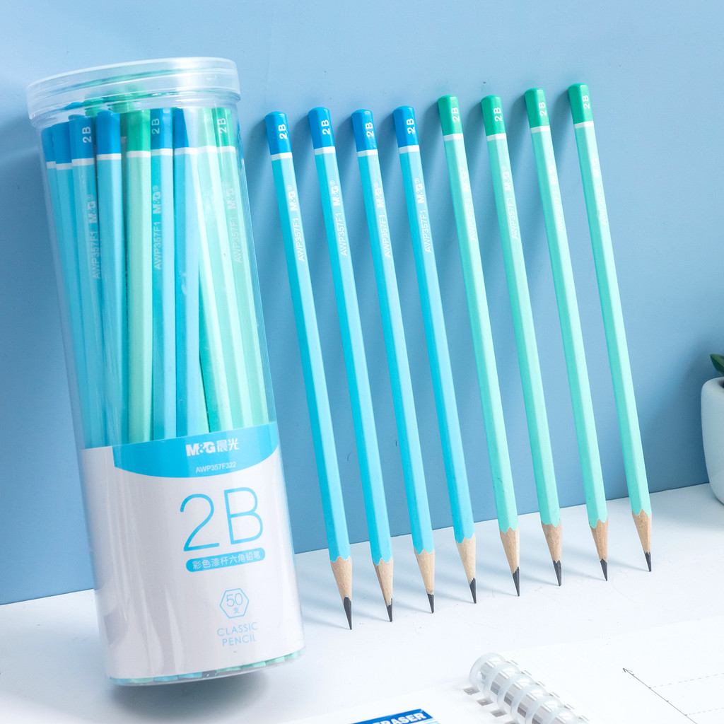 

M&G 50 Pcs 2B Pencils Hexagonal Wooden Pencil Drawing Pencils for Students/Exams/Art/Sketching Tool Purple&Pink Blue&Green